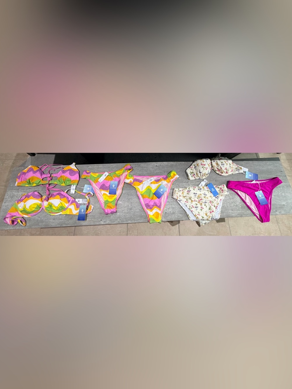 7 piece bundle-Cupshe Bright Wave & Floral Mix Bikini Sets
